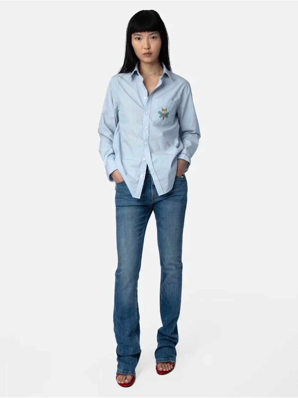 Zadig & Voltaire Light Blue Striped Button-Up Shirt